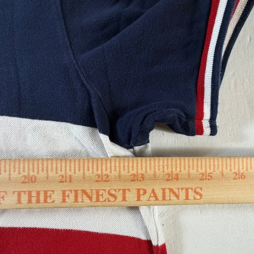 Polo Ralph‎ Lauren Hoodie Mens 2XL Navy Blue Red White Colorblock Short Sleeve
